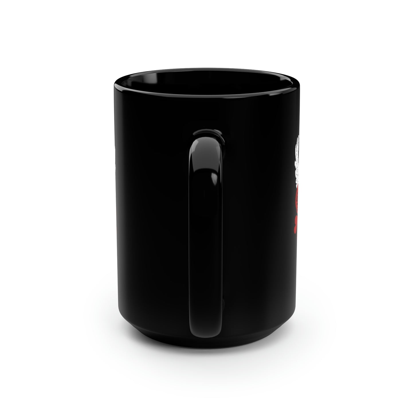 Hearts and Wings Black Mug, 15oz