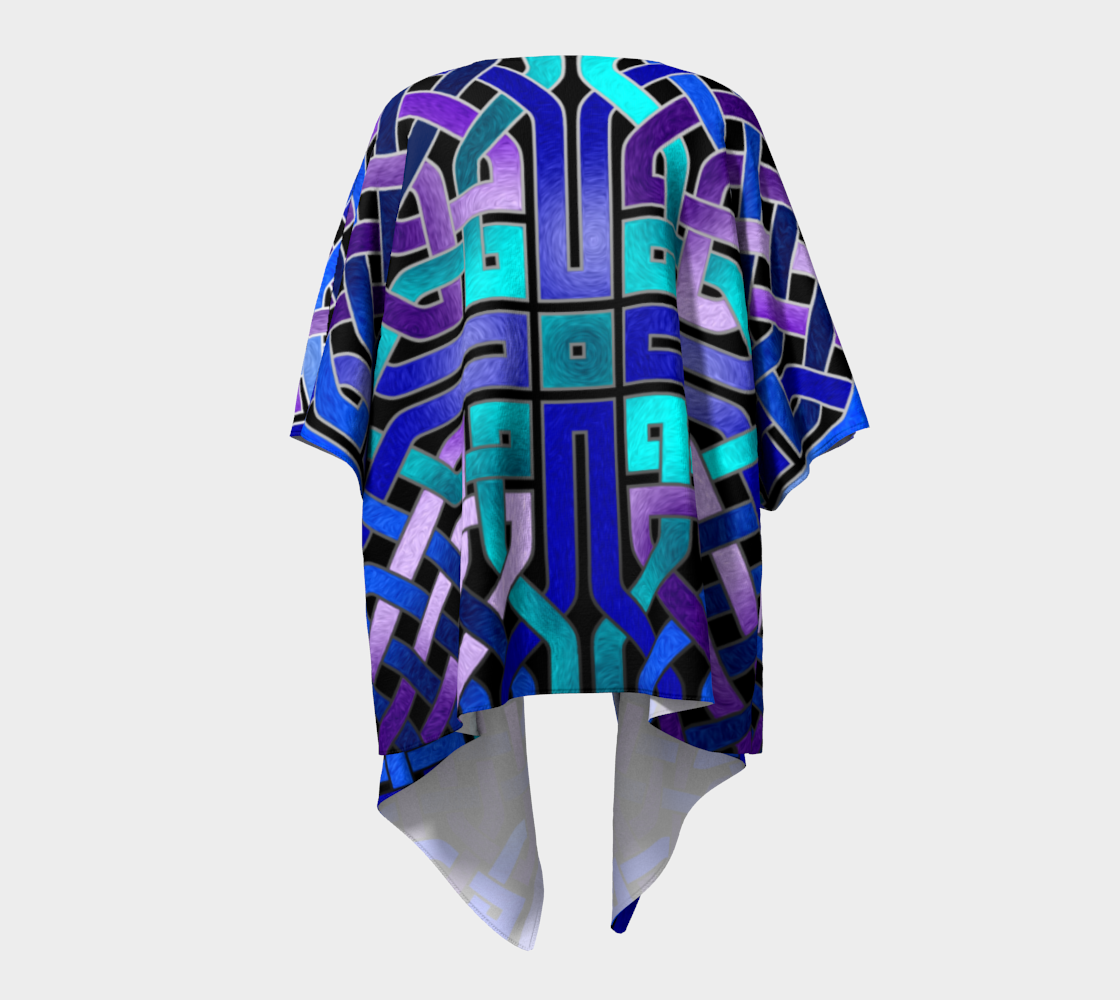 Blue Celtic Knot Square Draped Kimono