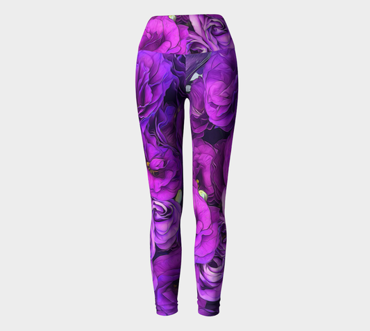 Purple Lisianthus Flowers Yoga Leggings