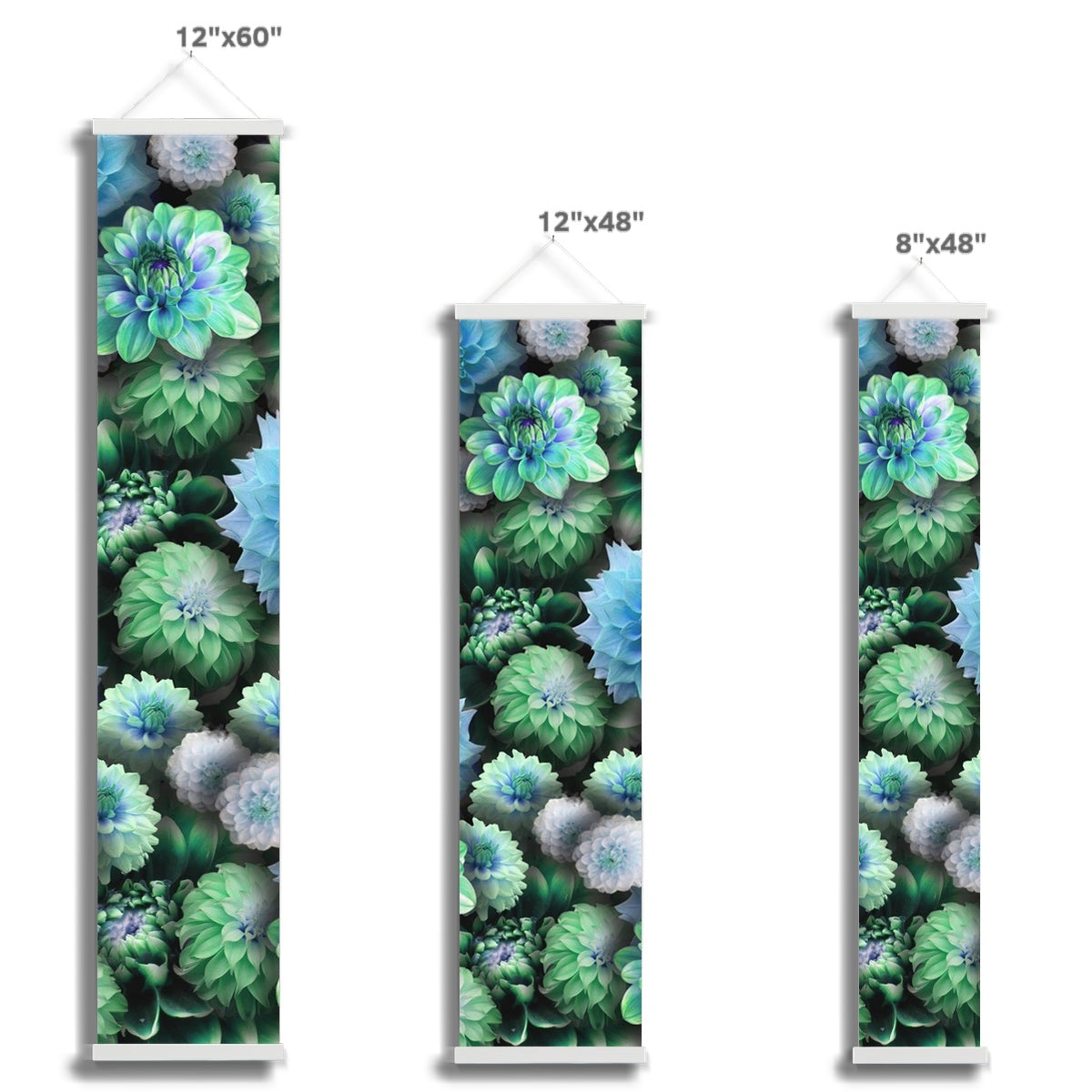 Blue Green Dahlias Wall Height Chart