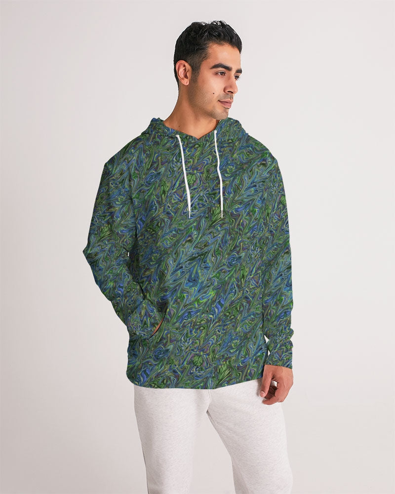 Blue Green Liquid Marbling Men's Hoodie