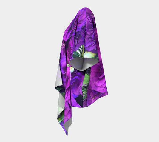 Purple Lisianthus Flowers Draped Kimono