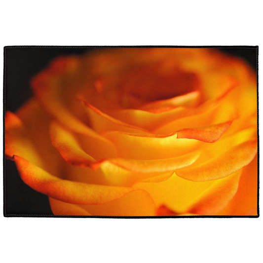 Orange Rose Close Up Indoor/Outdoor Floor Mats