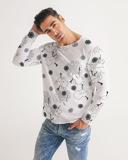 Snowman Pattern Men's Long Sleeve Tee