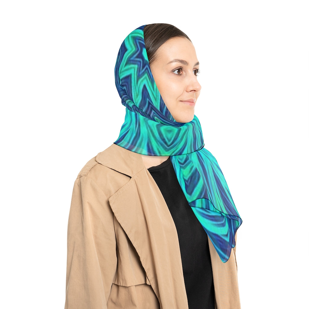 Blue Ice Fractal Kaleidoscope Poly Scarf