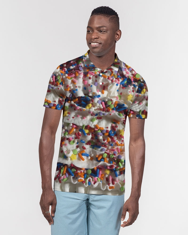 Rainbow Sprinkles On Whipped Cream Men's Slim Fit Short Sleeve Polo