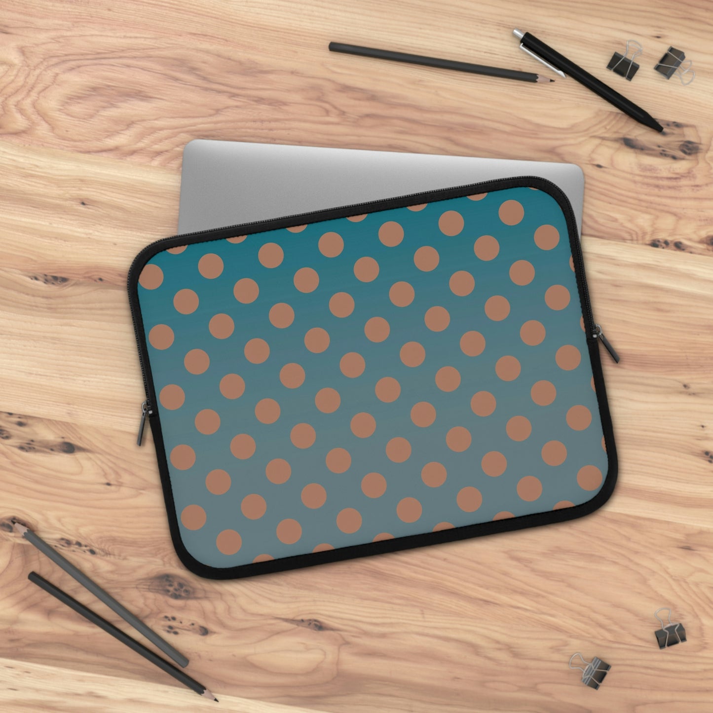 Denim and Brown Polkadots Laptop Sleeve