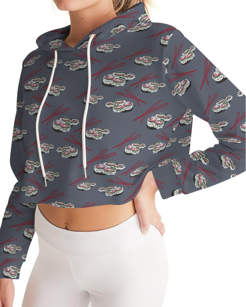 Sushi Pattern Women's Cropped Hoodie