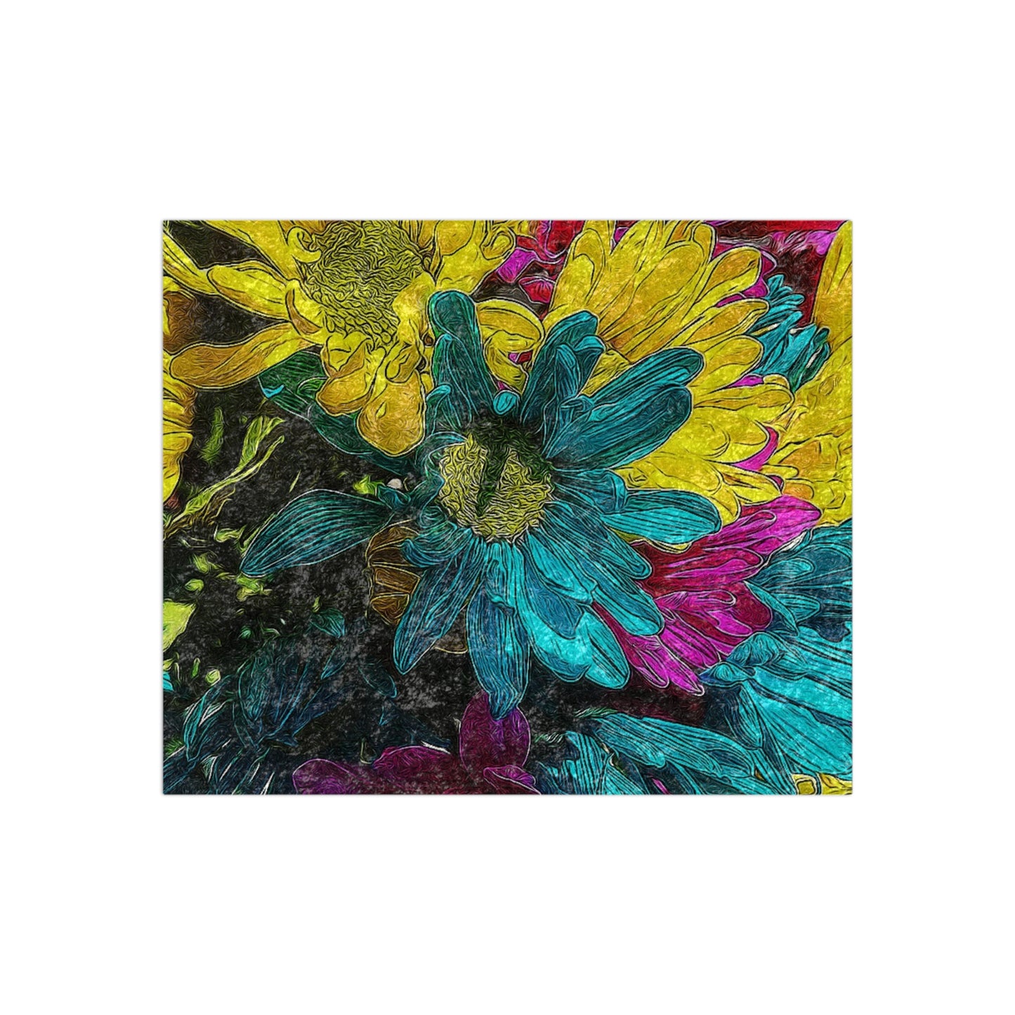 Colorful Daisies Crushed Velvet Blanket