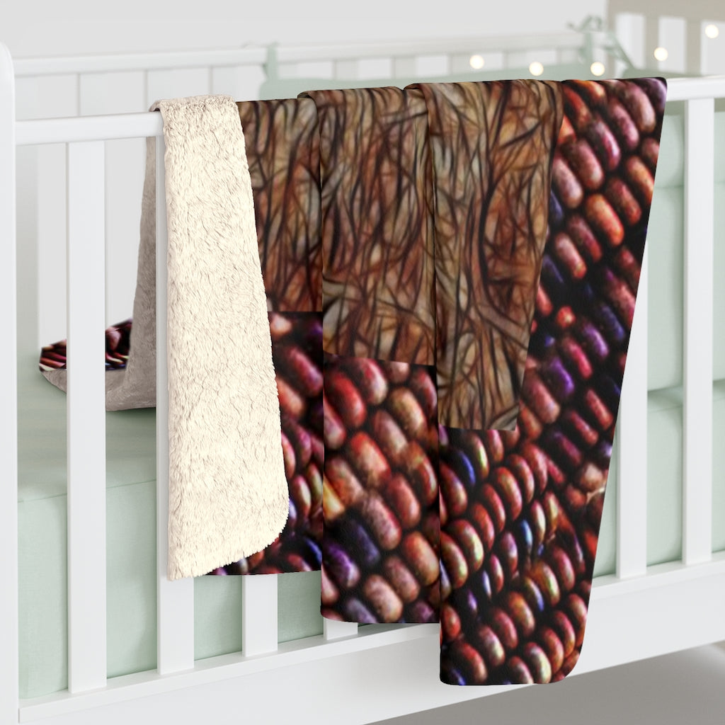 Cornfield on Purple Corn Sherpa Fleece Blanket