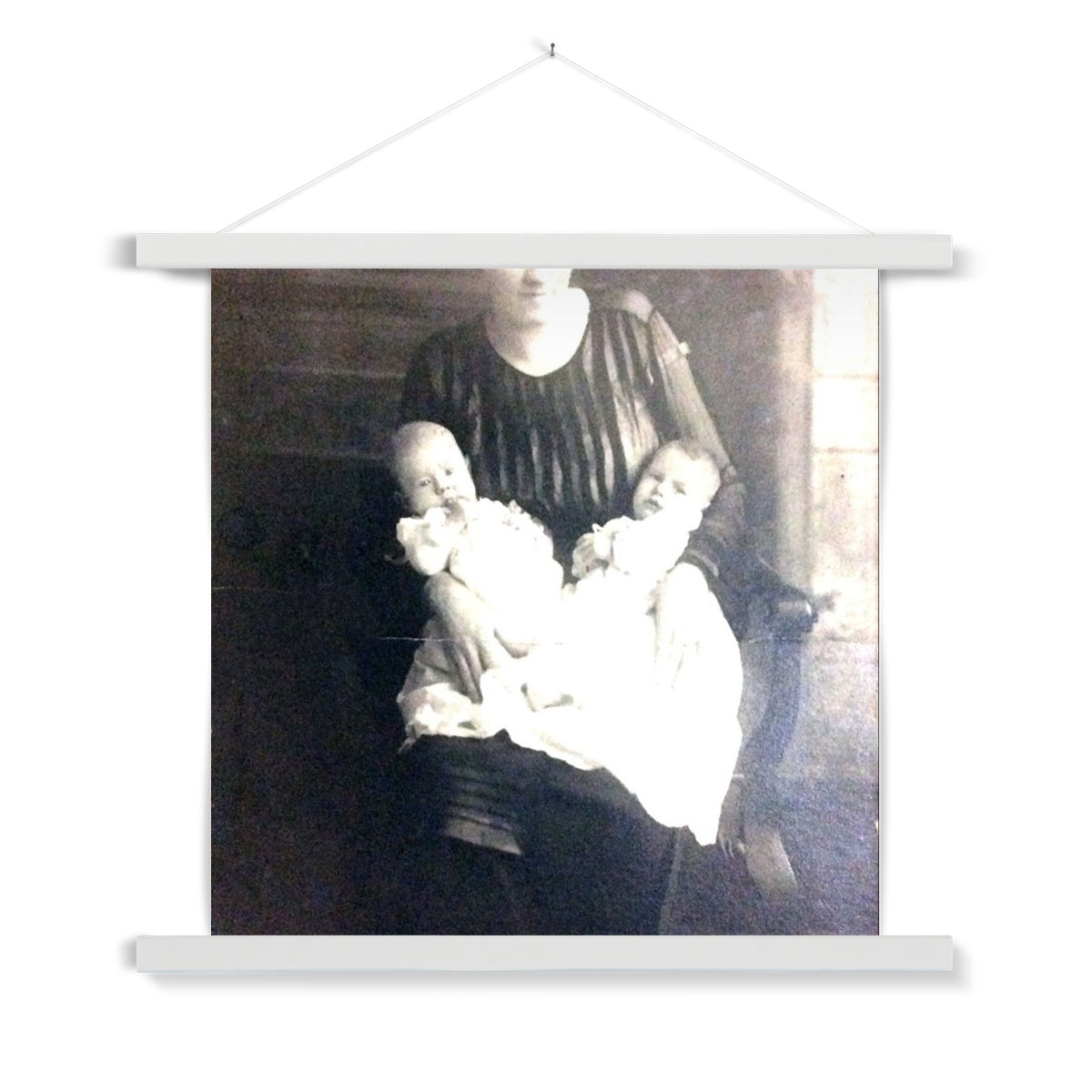 Early 1900s Mother and Twins Fine Art Print with Hanger