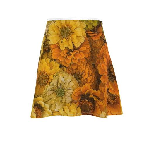 Yellow Zinnias Flared Skirt