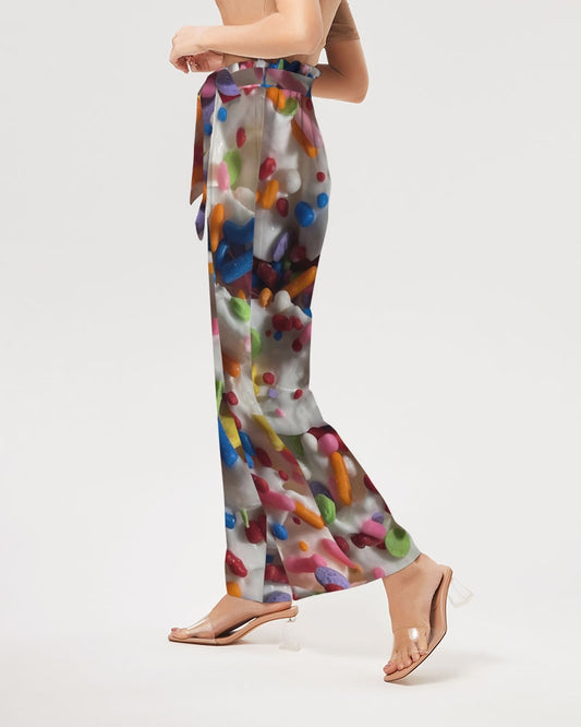 Rainbow Sprinkles On Whipped Cream Women's High-Rise Wide Leg Pants