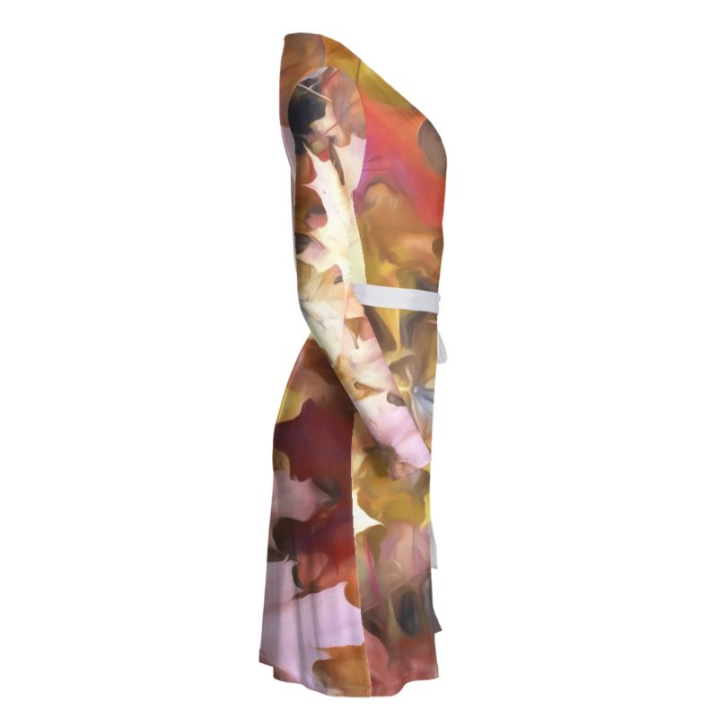 Bright Fall Leaves Wrap Dress