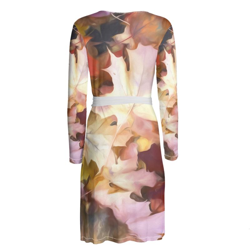 Bright Fall Leaves Wrap Dress