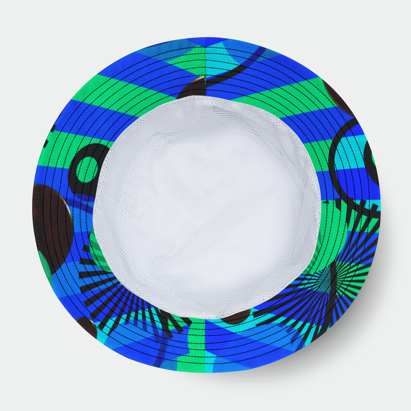 Blue Green Stripes and Dots Bucket Hat