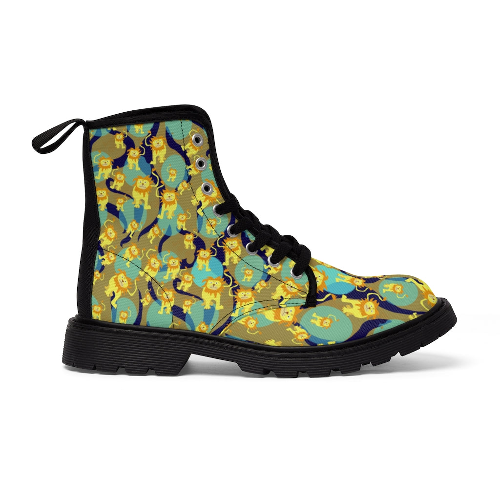 Lion Pattern Women's Canvas Boots