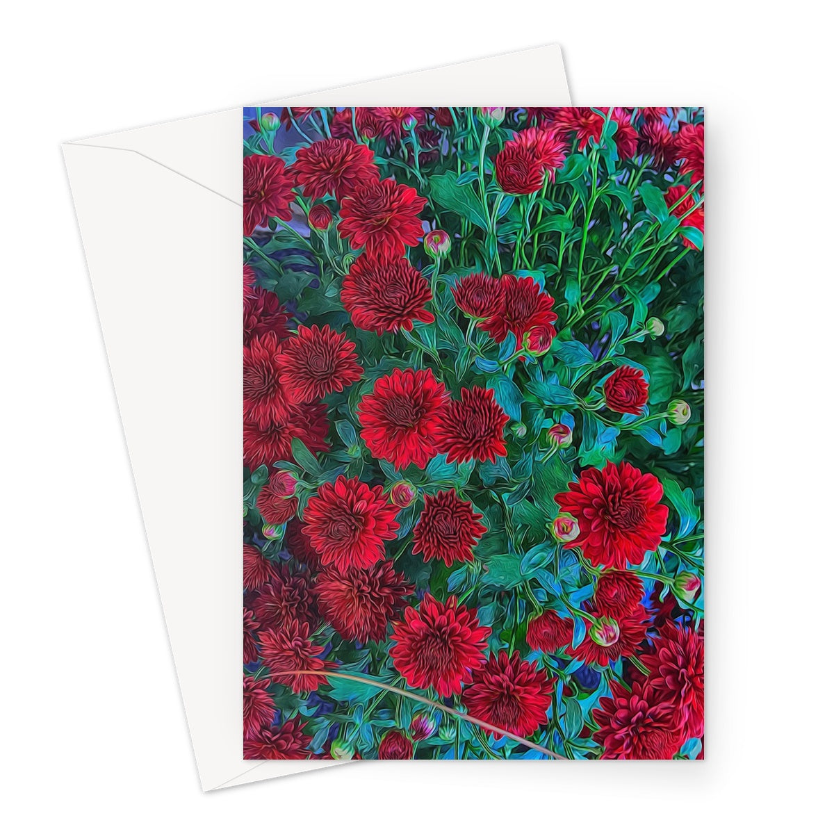 Red Mums Greeting Card