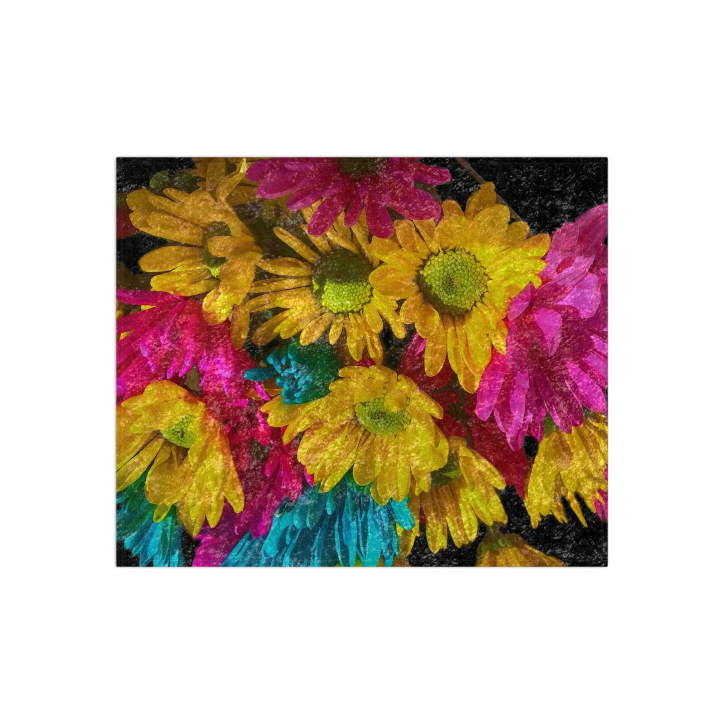 Bright Daisy Bouquet Crushed Velvet Blanket
