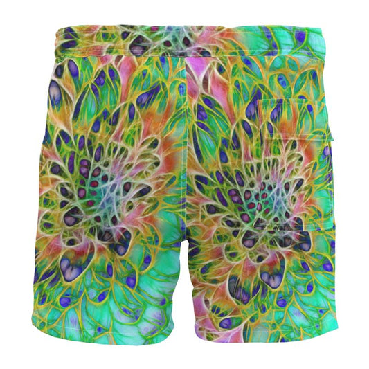 Abstract Peacock Chrysanthemum Board Shorts