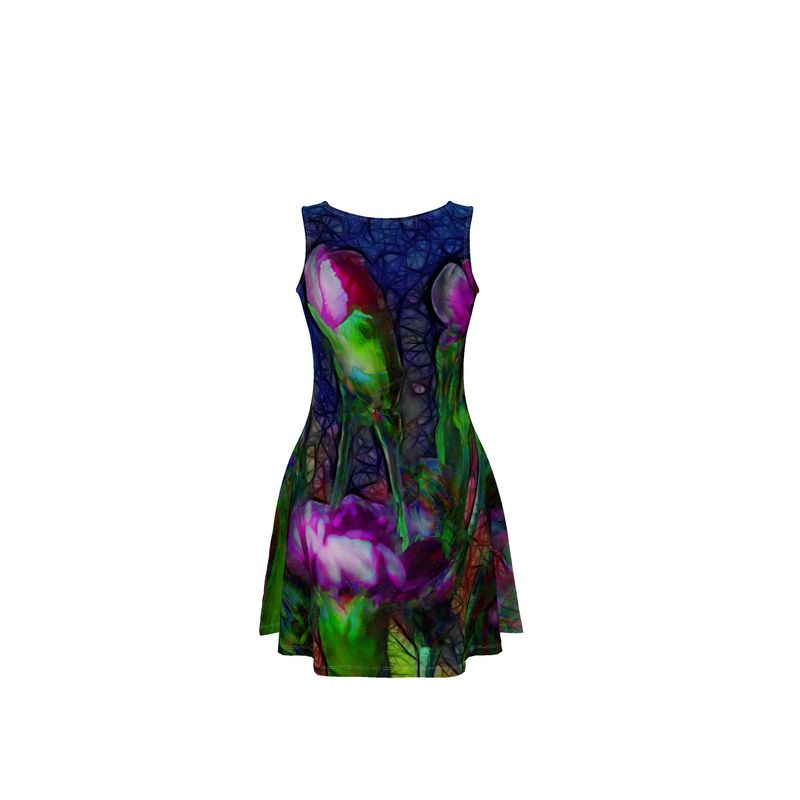 Abstract Pink Carnations Skater Dress