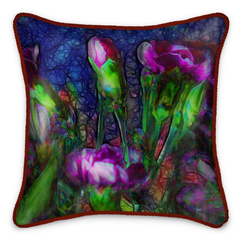Abstract Pink Carnations Silk Cushion