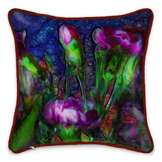 Abstract Pink Carnations Silk Cushion