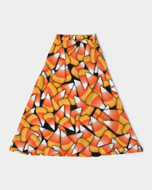 Candy Corn Pattern Women's A-Line Midi Skirt