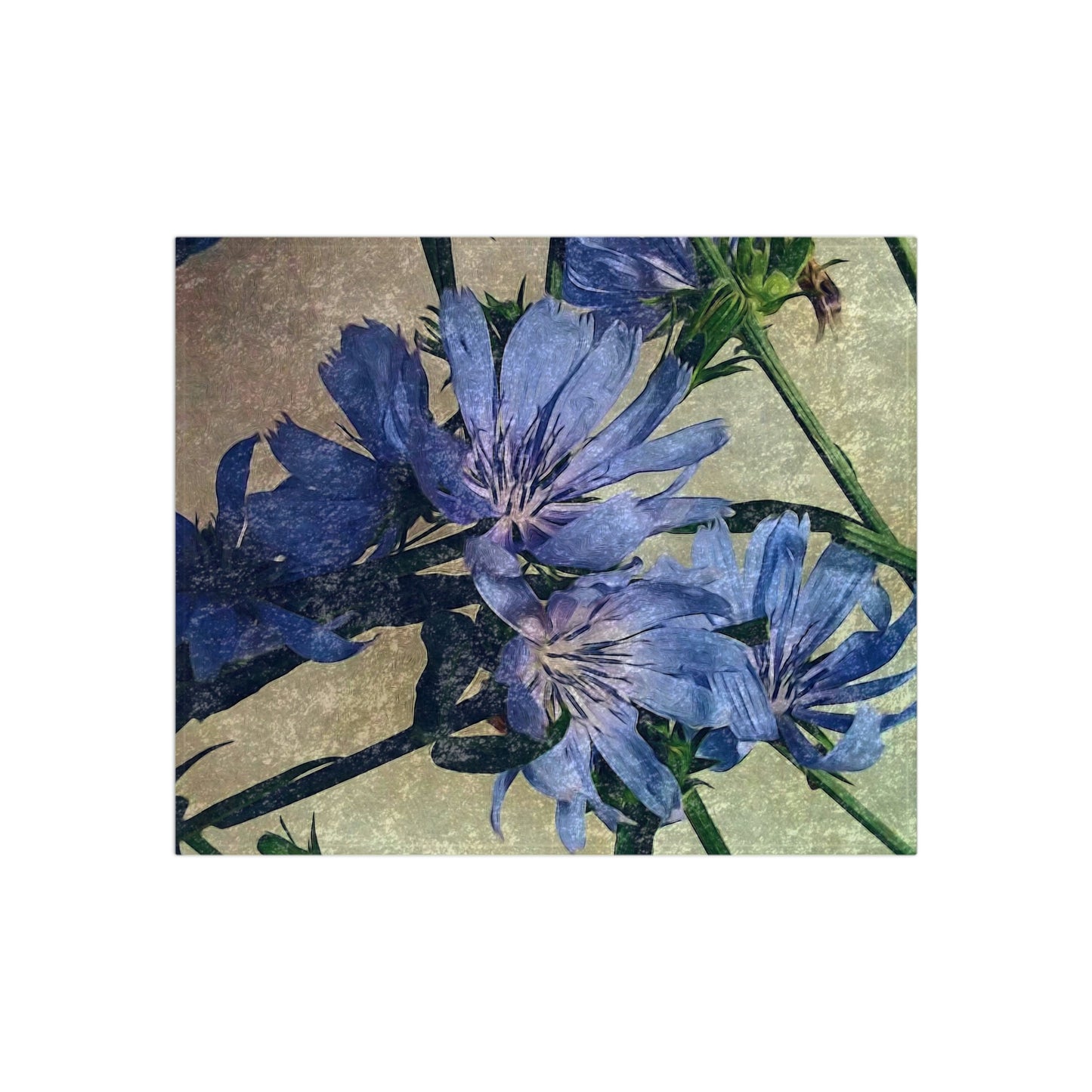 Blue Wildflower Crushed Velvet Blanket