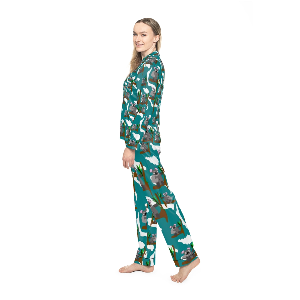 Koala Bears Pattern Women's Satin Pajamas (AOP)