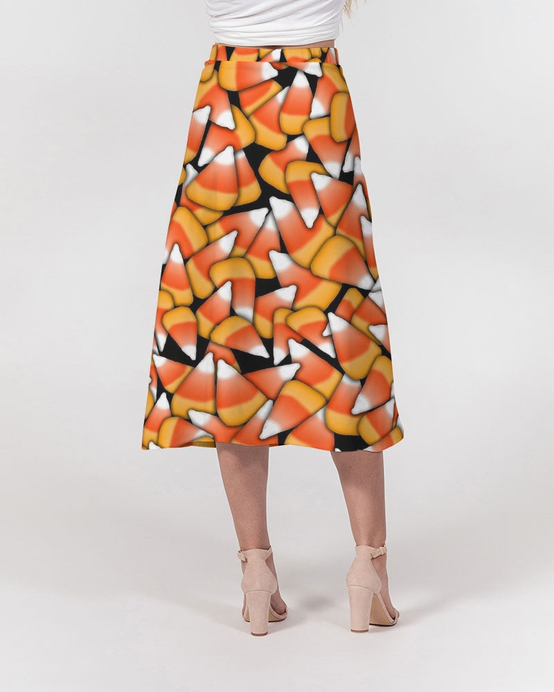 Candy Corn Pattern Women's A-Line Midi Skirt