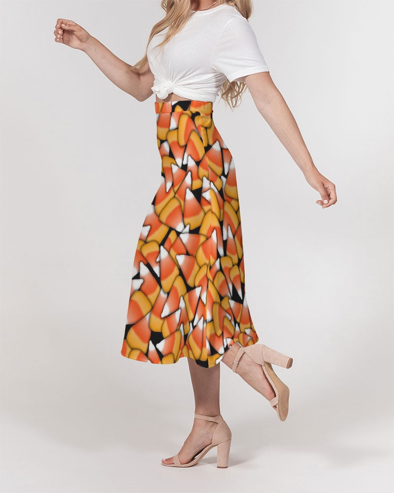 Candy Corn Pattern Women's A-Line Midi Skirt