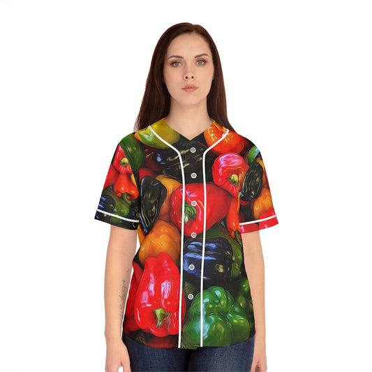 Colorful Bell Peppers Women's Baseball Jersey (AOP)
