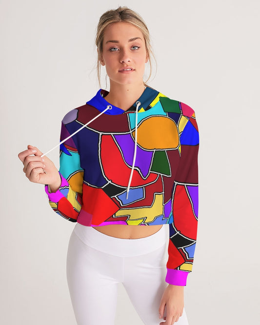 Crazy Color Abstract Women's Cropped Hoodie