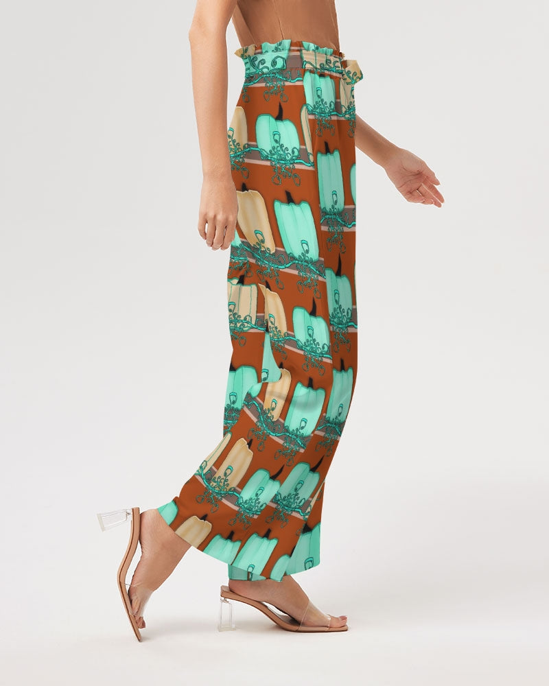 Blue Green Pumpkins Women's High-Rise Wide Leg Pants