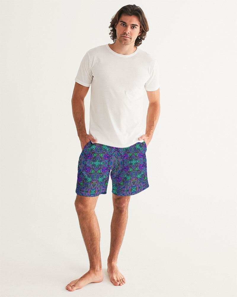 Blue Green Purple Kaleidoscope Men's Swim Trunk