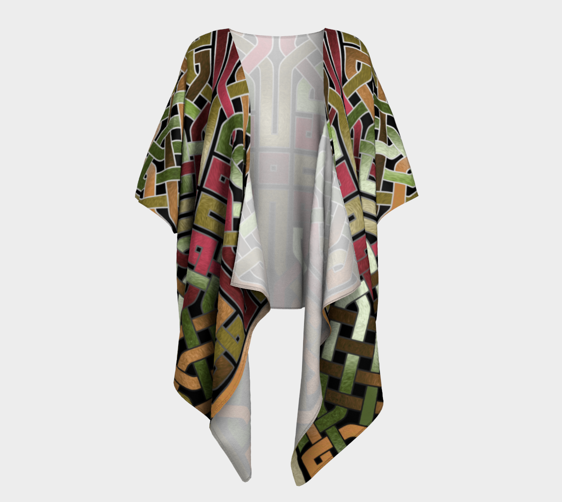 Earthtone Celtic Knot Square Draped Kimono