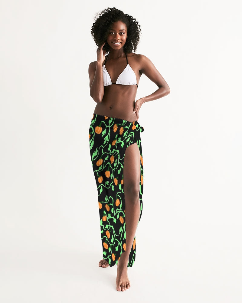 Pumpkin and Vines Patttern Swim Cover Up