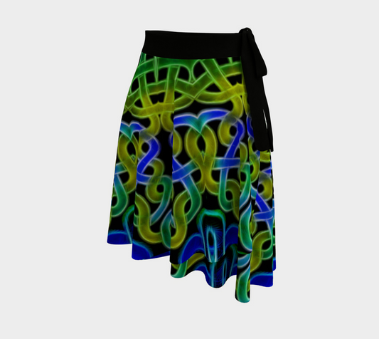 Blue Green Celtic Kaleidoscope Wrap Skirt