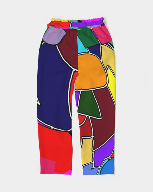 Crazy Color Abstract Women's Belted Tapered Pants