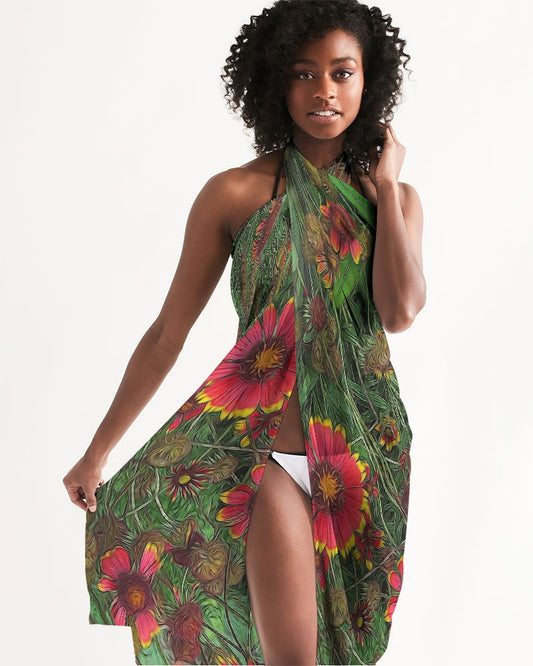 Orange Flower Garden Swim Cover Up