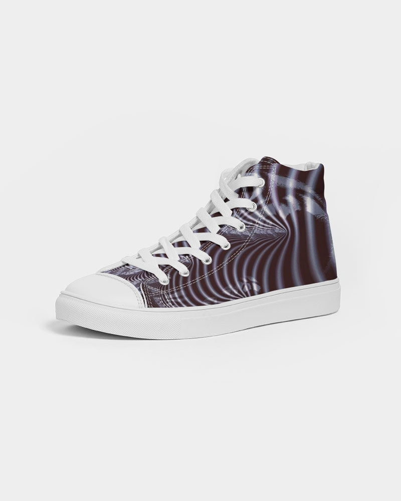 Black and White Spiral Fractal Women's Hightop Canvas Shoe