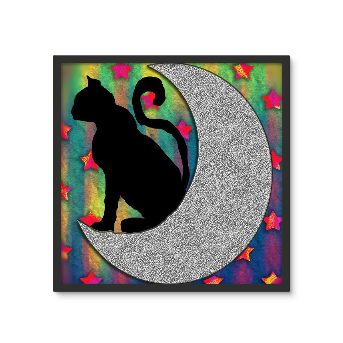 Cat On A Moon Framed Photo Tile