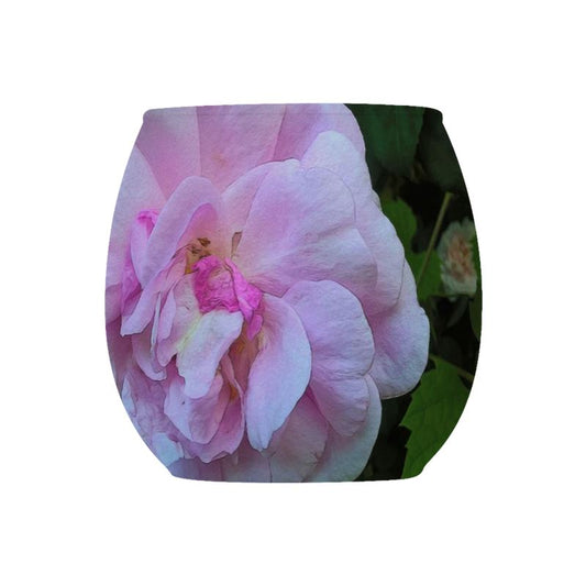 Wild Pink Rose Glass Tealight Holder