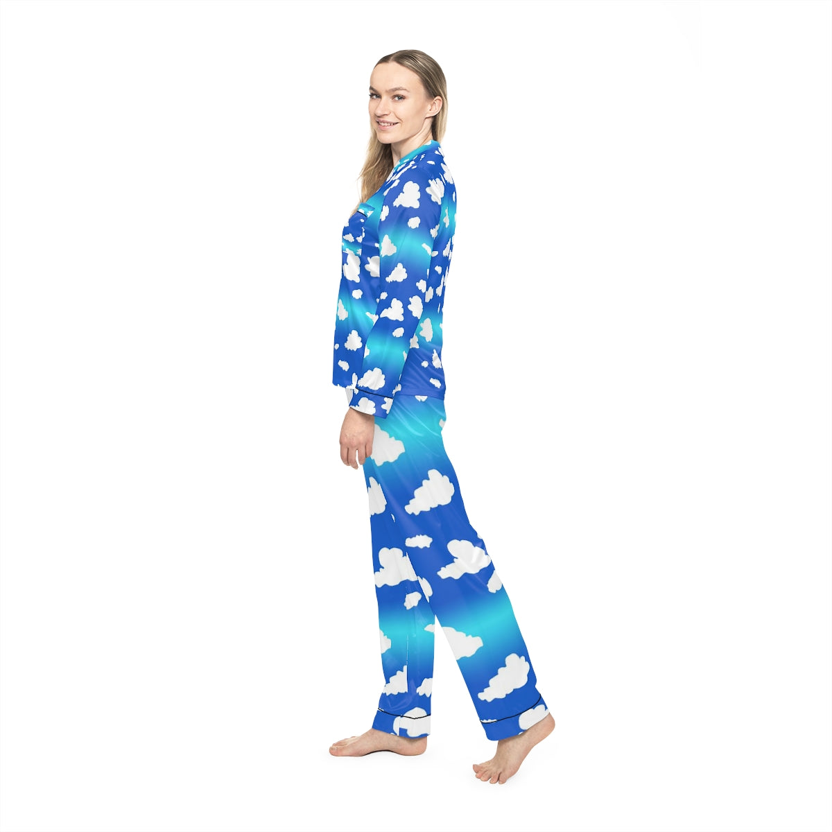 Clouds Pattern Women's Satin Pajamas (AOP)