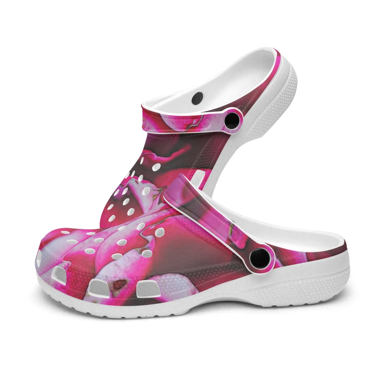 Dark Pink Flowers 413. All Over Printed Clogs