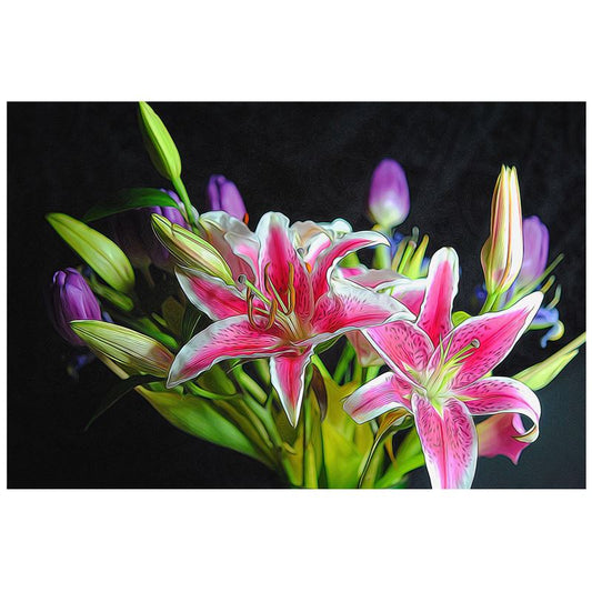 Pink and White Lilies Water Glass