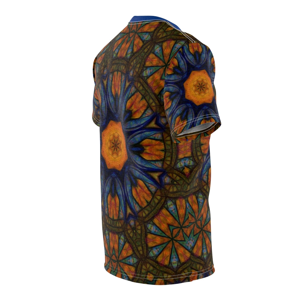Blue Orange Sketchy Kaleidoscope Unisex AOP Cut & Sew Tee