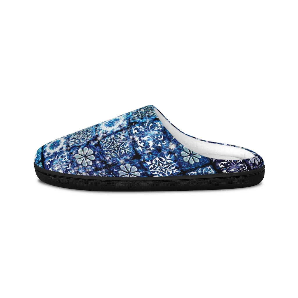 Blue Ice Crystals Motif Indoor Slippers