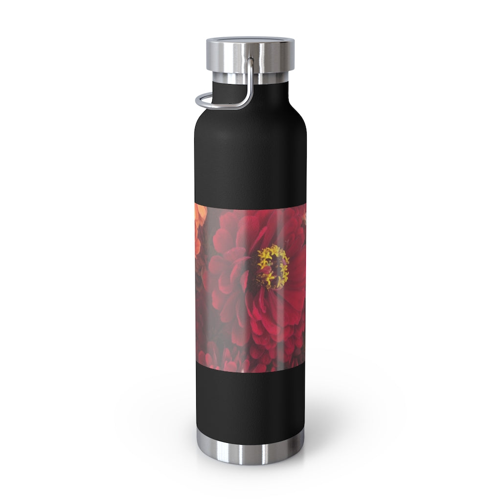 Peach and Pink Zinnias 22oz Vacuum Insulated Bottle